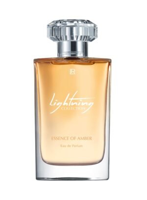 Flacon du parfum LR Lightning Collection Essence of Amber Eau de Parfum, au design élégant et ambré