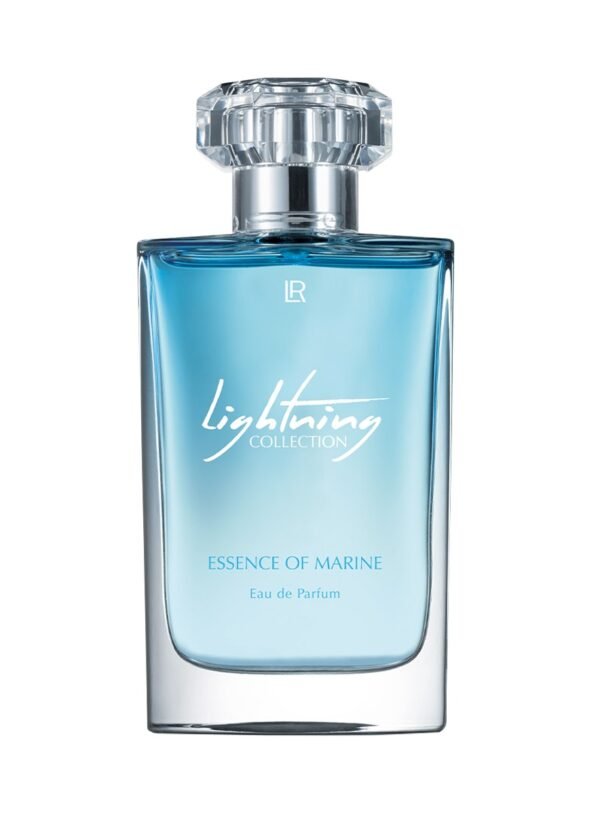 Flacon du parfum LR Lightning Collection Essence of Marine Eau de Parfum, design bleu rafraîchissant