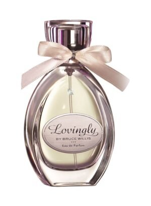 Flacon de parfum Lovingly by Bruce Willis avec un ruban élégant et un design raffiné