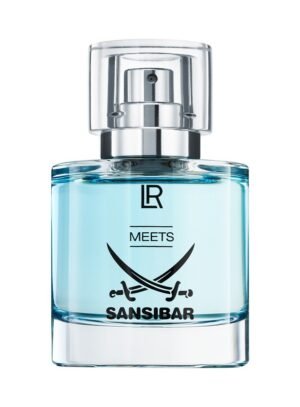 Eau de parfum mixte LR meets Sansibar – flacon transparent avec liquide bleu